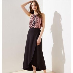 NWT Petite LOFT black wrap midi skirt